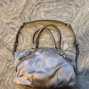 Coach Metallic Taupe Signature Circle Satchel